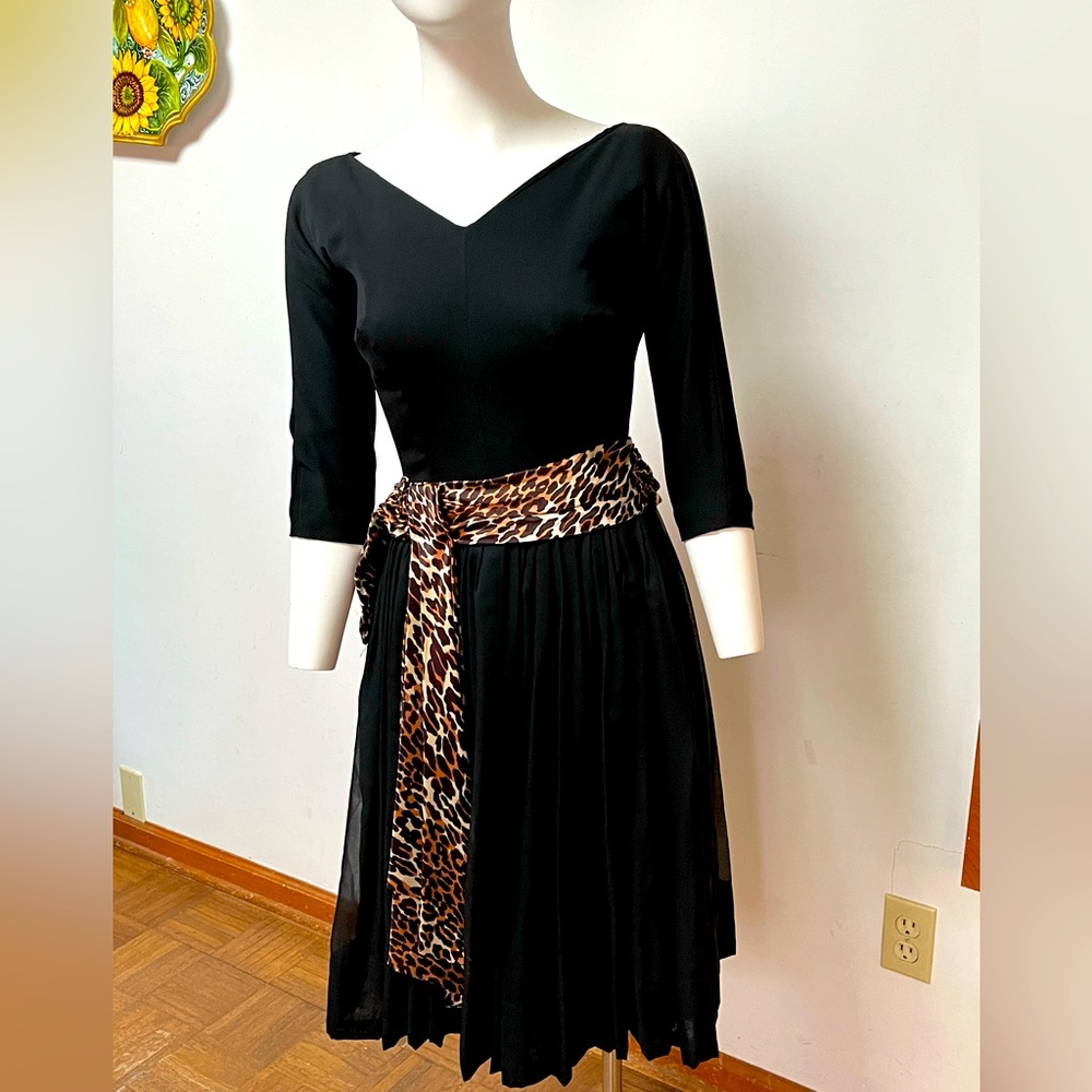 Vintage 1950s glam black dress